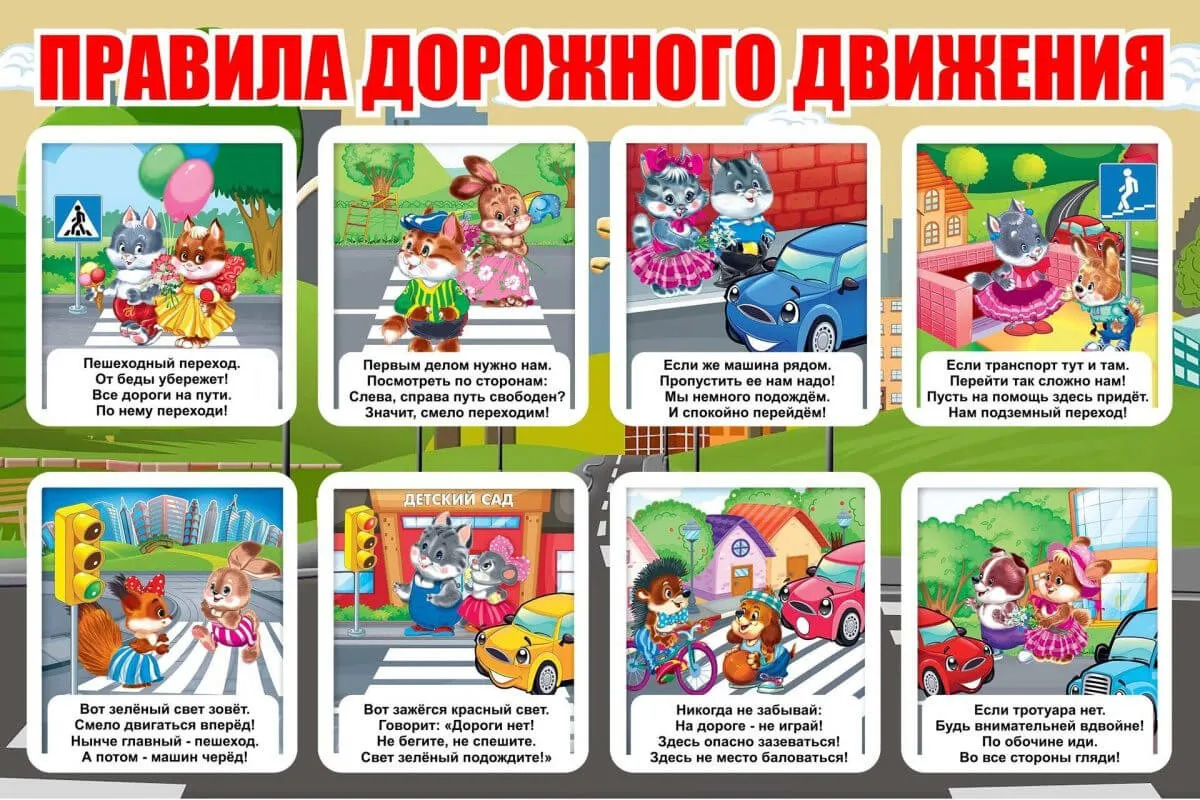 Правила дорожного движения для детей и школьников - плакат 3
