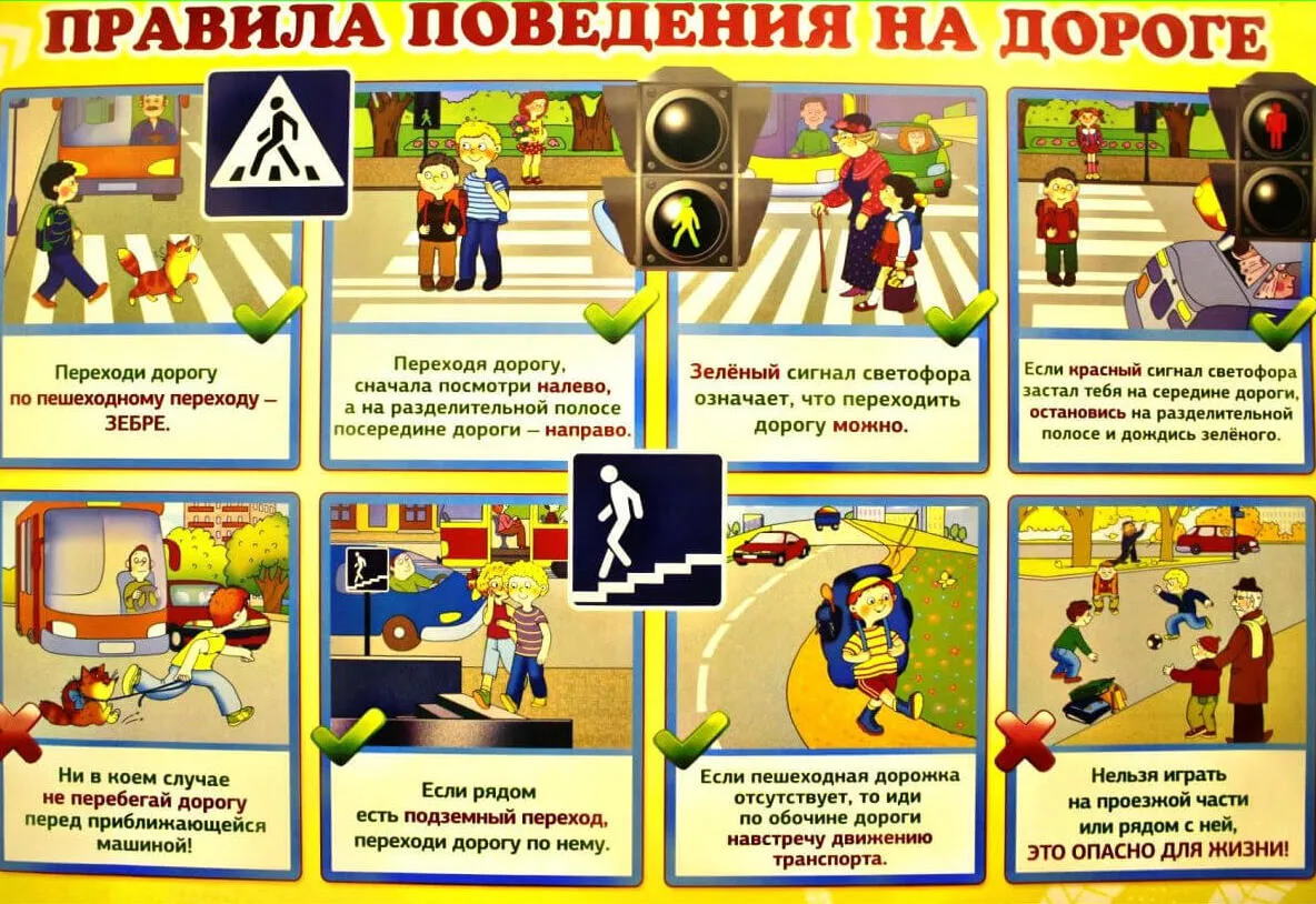 Правила дорожного движения для детей и школьников - плакат 2