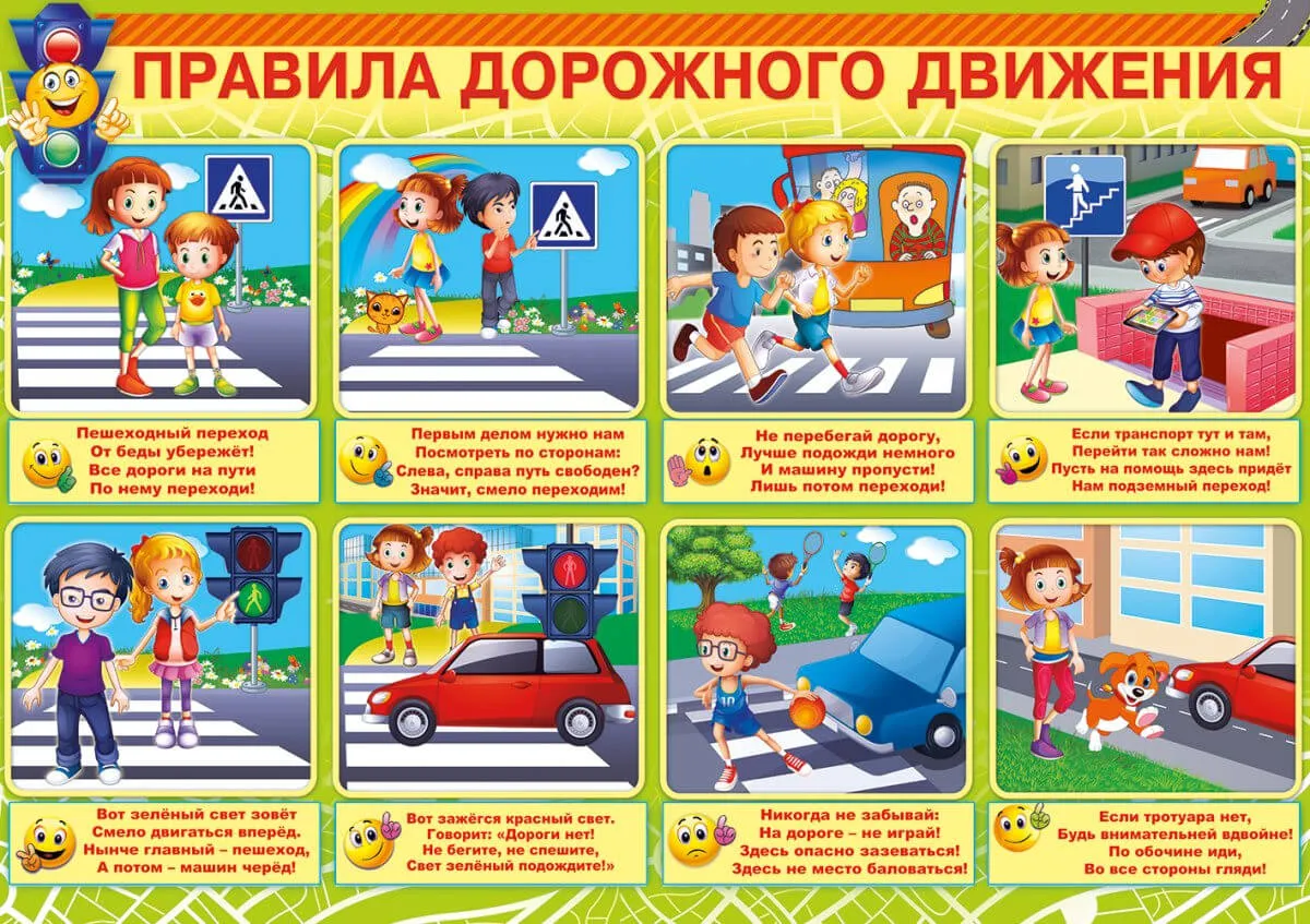 Правила дорожного движения для детей и школьников - плакат 4