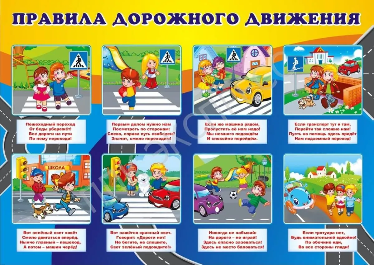 Правила дорожного движения для детей и школьников - плакат 5